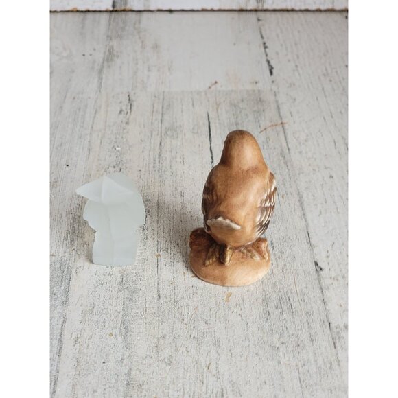 Glass bird set clear brown unique figure decor set miniature unique - Picture 3 of 5
